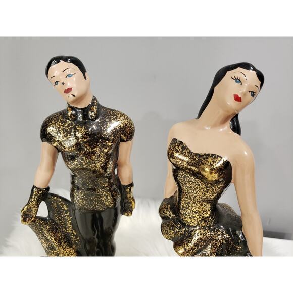 Mid Century CALIFORNIA ORIGINALS Gold Black MCM BALLET FIGURES 644B Rare Decor - Picture 6 of 10
